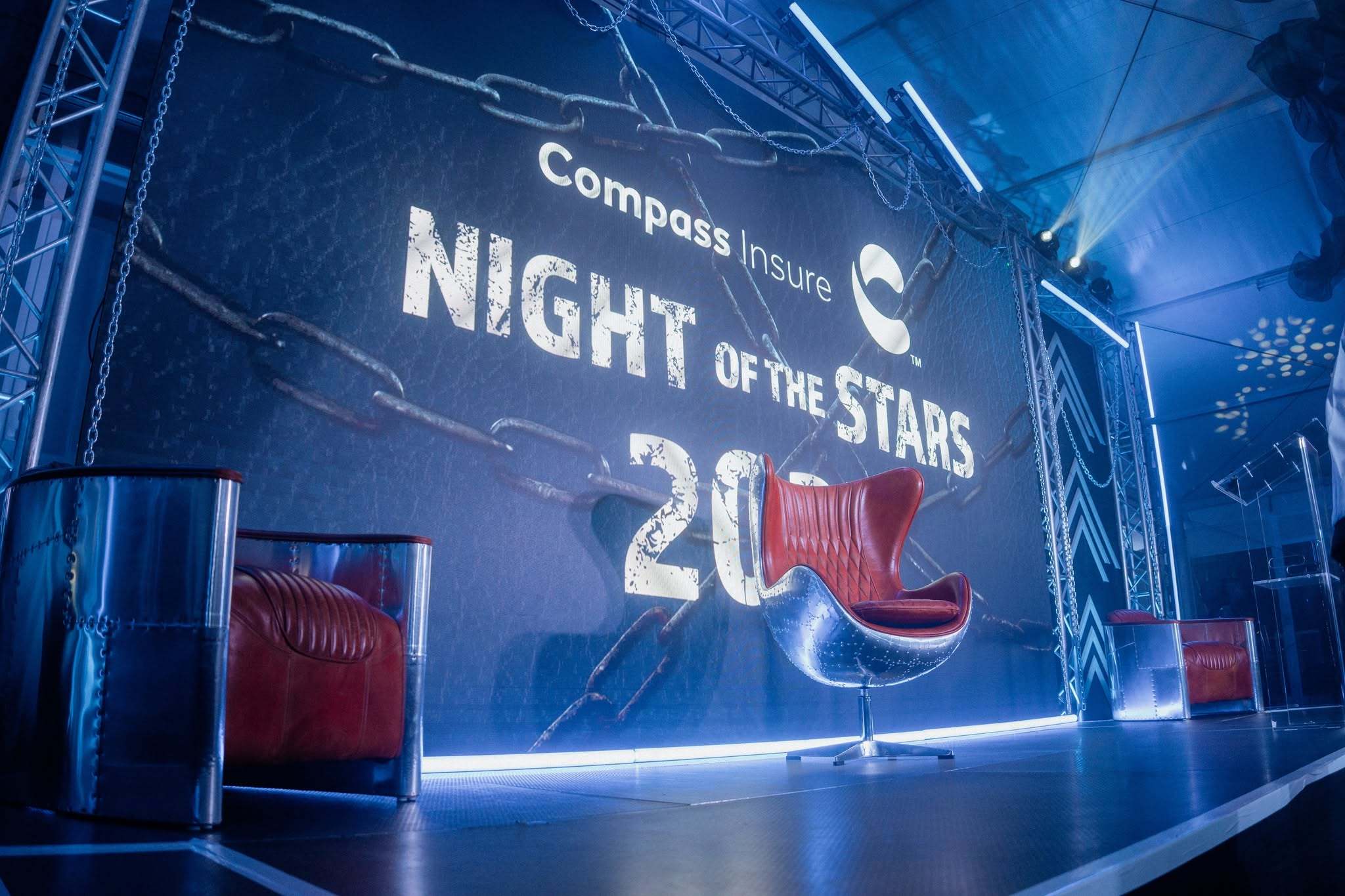 Night of the Stars on a wide LED wall behind the Compass Insure stage