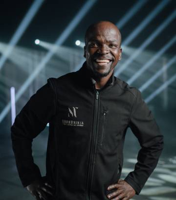 A member of the Sound Ninja crew in a branded jacket