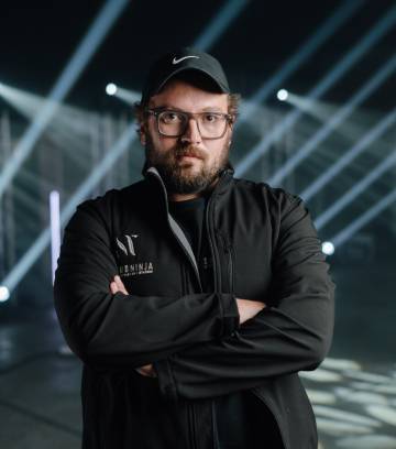 A member of the Sound Ninja crew in a branded jacket