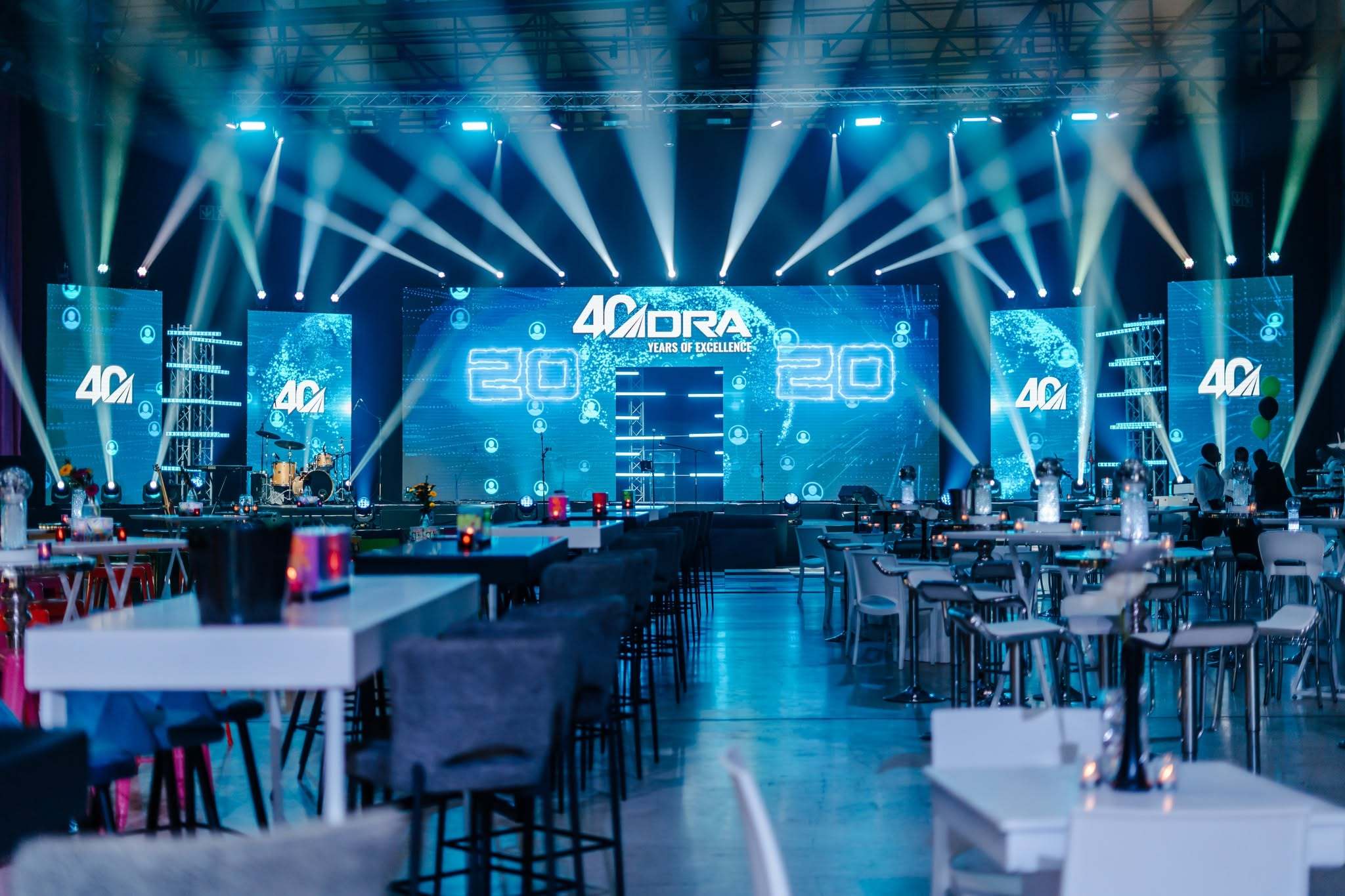 The DRA 40 Years stage with LED walls and beams