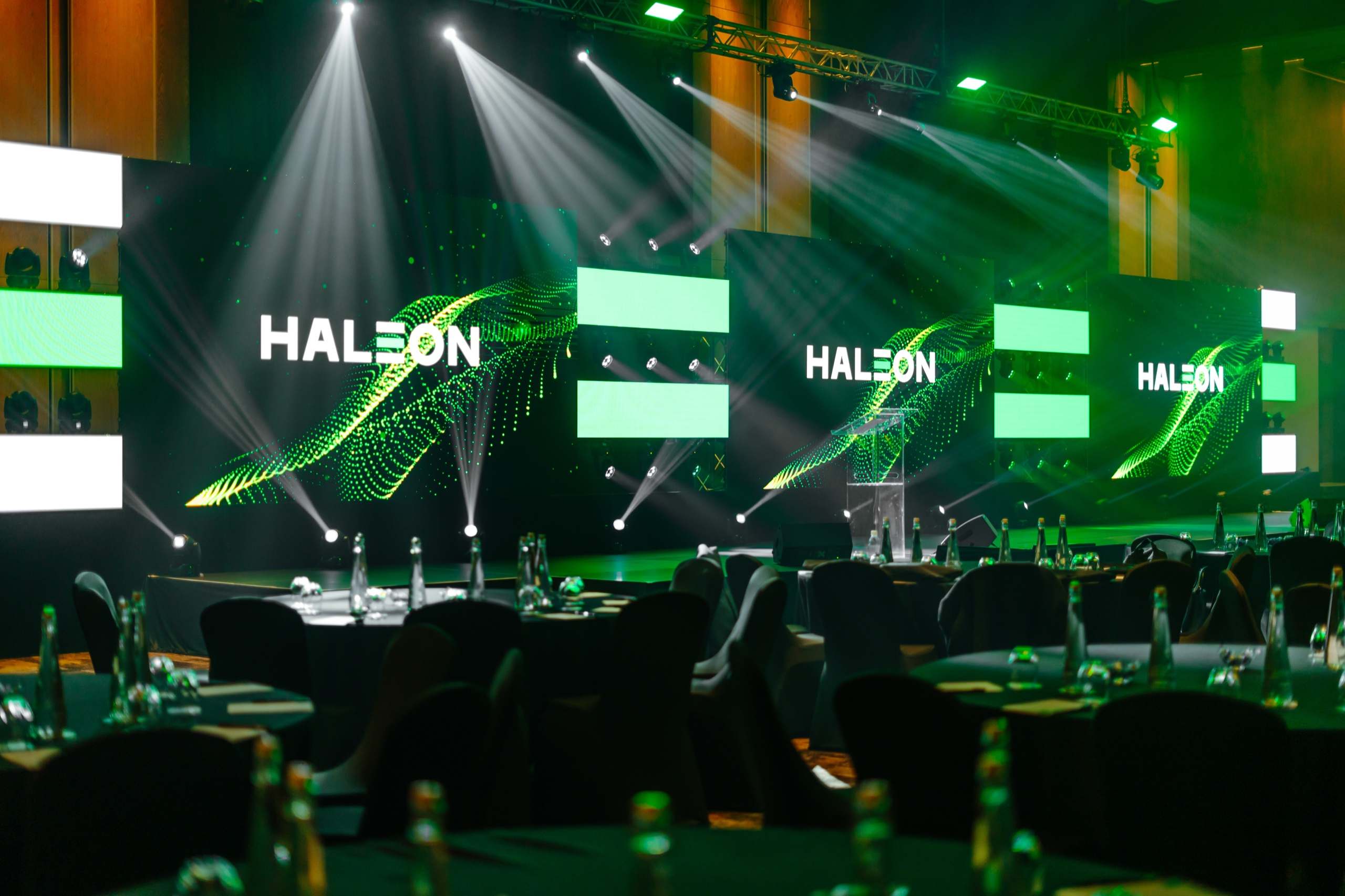 Haleon stage with LED walls and moving lights