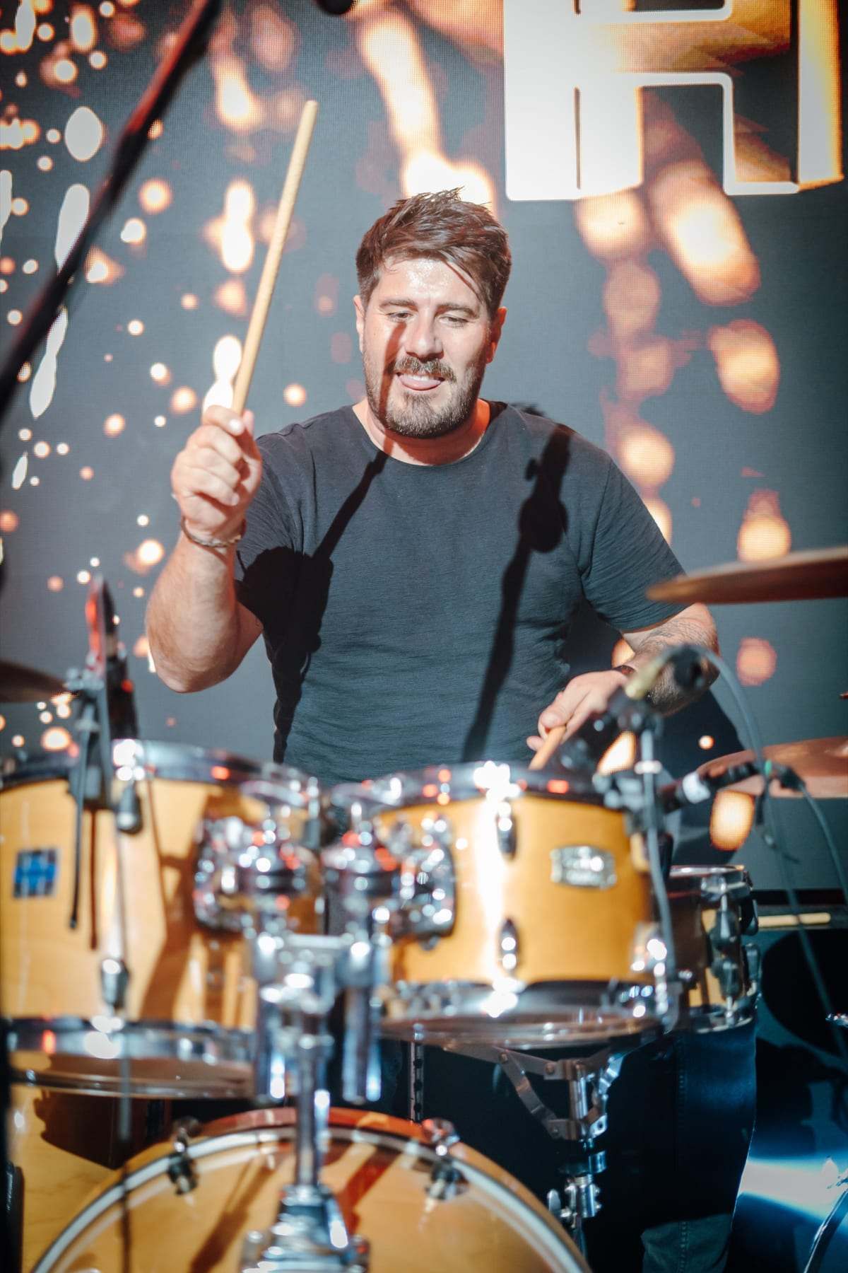 The drummer of the live band on stage at the Haleon gala
