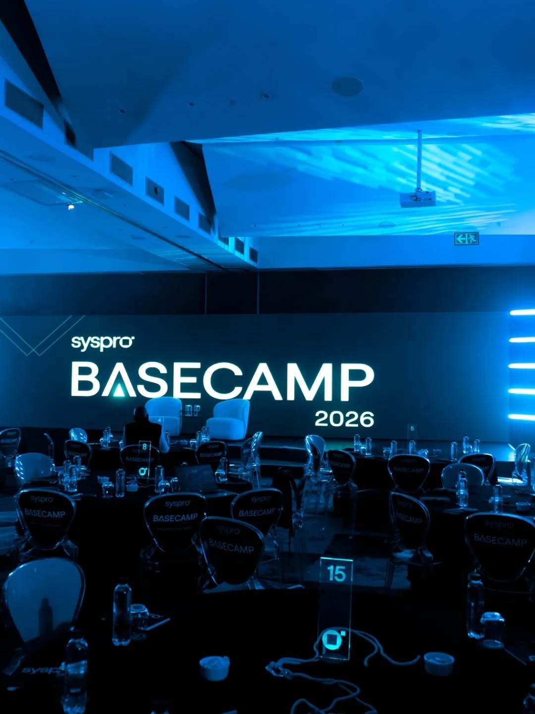 The Syspro Basecamp 2026 ballroom with LED screens